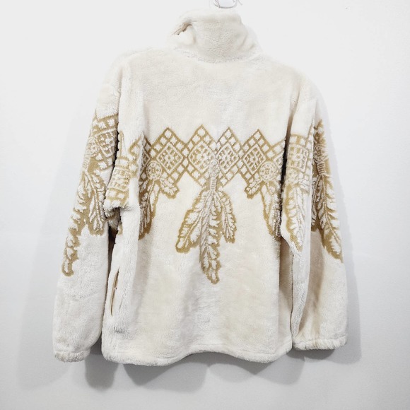 Milton Funwear Unisex Full Zip Fleece Jacket Cream Beige Mens Womens Size S - Picture 9 of 14